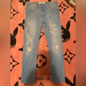 Guess Men's Light Blue Ripped Skinny Jeans